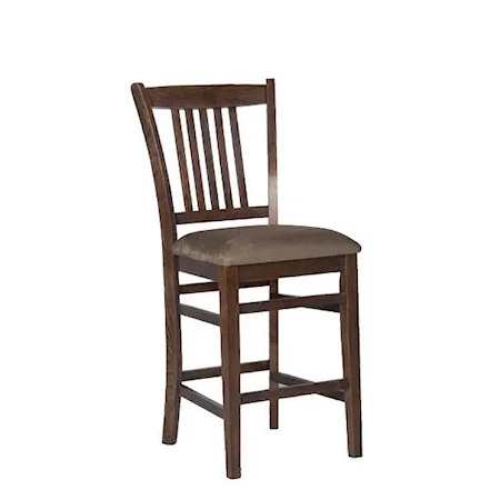 Slat Back Bar Stool with Upholstered Seat